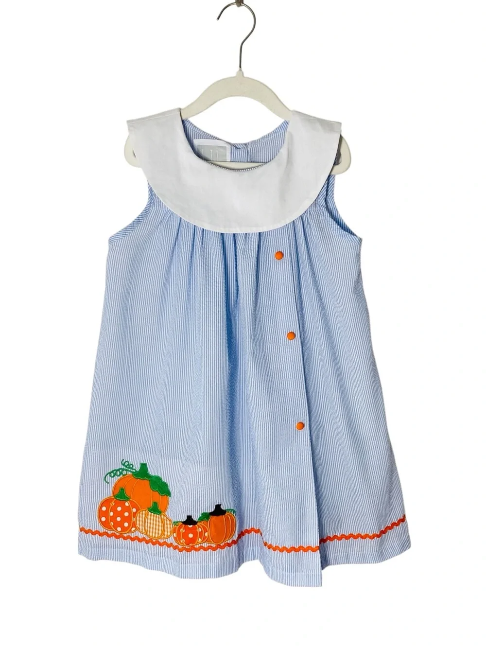 LIL CACTUS Seersucker & Pumpkin Dress